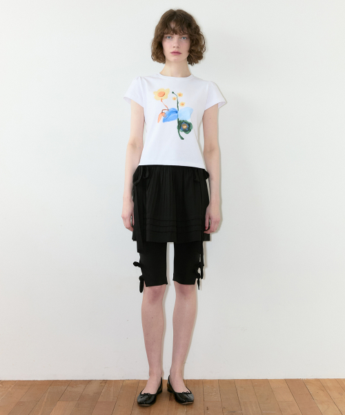 SINOON(シヌーン)の「Flower Puff T-Shirt (White)(Tシャツ/カットソー・レディース・ホワイト・MEDIUM/SMALL)」の2枚目の写真
