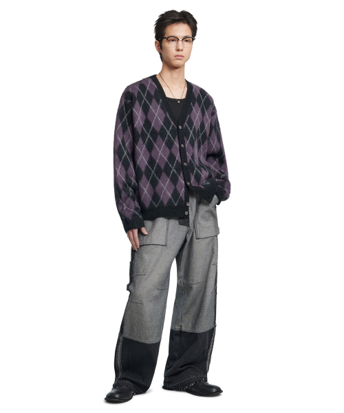 NOMANUAL(NOMANUAL)の「ARGYLE HAIRY CARDIGAN - PURPLE(カーディガン/ボレロ・レディース・その他・MEDIUM/LARGE/X-LARGE)」の4枚目の写真
