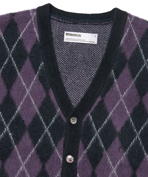 NOMANUAL(NOMANUAL)の「ARGYLE HAIRY CARDIGAN - PURPLE(カーディガン/ボレロ・レディース・その他・MEDIUM/LARGE/X-LARGE)」の6枚目の写真