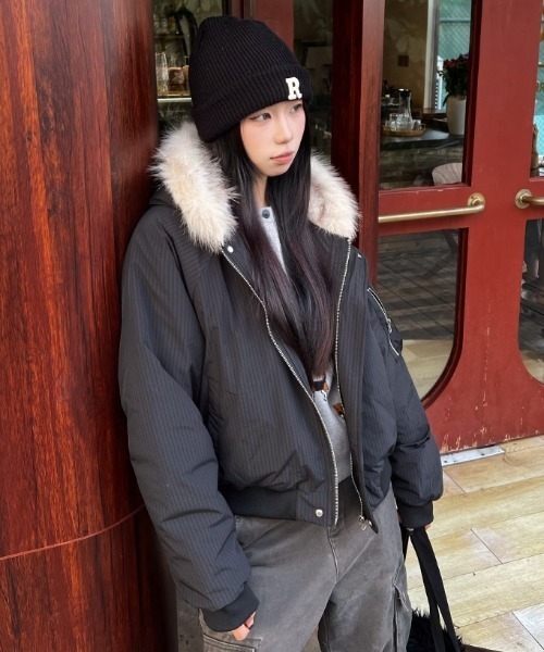 LAC-VERT（ラック・ヴェール）の「フェイクファーフードブルゾン（ブルゾン・レディース・ブラック/ブラウン・FREE）」の11枚目の写真