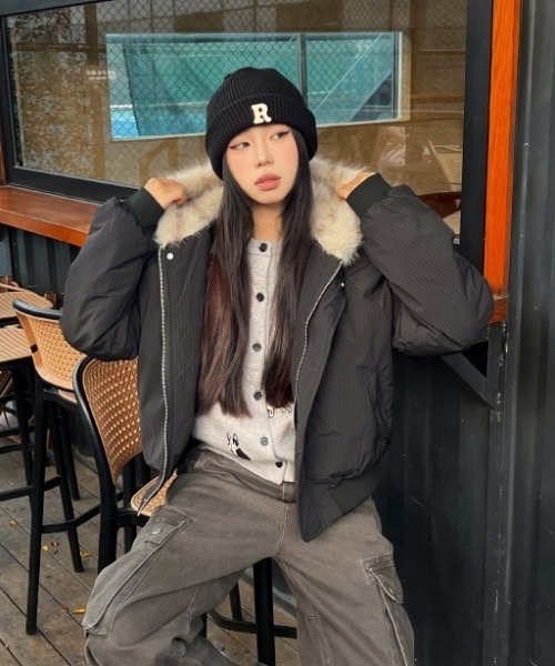 LAC-VERT（ラック・ヴェール）の「フェイクファーフードブルゾン（ブルゾン・レディース・ブラック/ブラウン・FREE）」の14枚目の写真