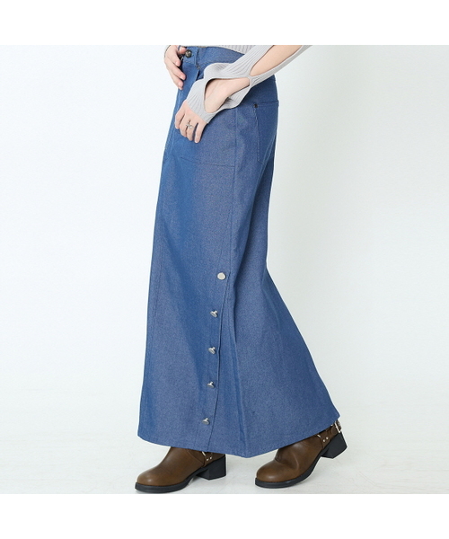 CH BUTTON SKIRT(BLUE)