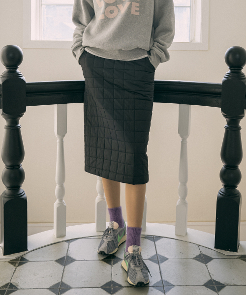 P3212 Padded H-line Skirt_Black