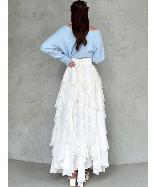 RESEXXY(リゼクシー)の「ラッフルシアーロングスカート(スカート・レディース・ベージュ/ホワイト/ブラック・FREE)」の8枚目の写真
