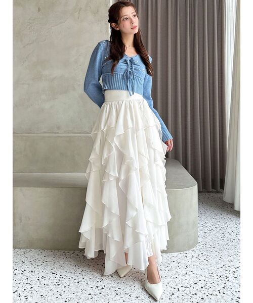 RESEXXY(リゼクシー)の「ラッフルシアーロングスカート(スカート・レディース・ベージュ/ホワイト/ブラック・FREE)」の12枚目の写真