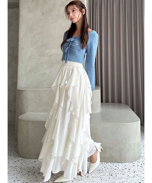 RESEXXY(リゼクシー)の「ラッフルシアーロングスカート(スカート・レディース・ベージュ/ホワイト/ブラック・FREE)」の13枚目の写真