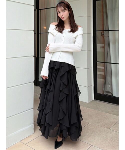 RESEXXY(リゼクシー)の「ラッフルシアーロングスカート(スカート・レディース・ベージュ/ホワイト/ブラック・FREE)」の20枚目の写真