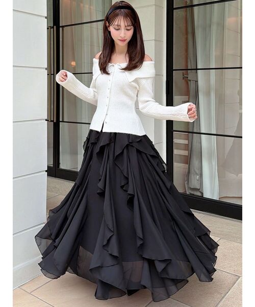 RESEXXY(リゼクシー)の「ラッフルシアーロングスカート(スカート・レディース・ベージュ/ホワイト/ブラック・FREE)」の21枚目の写真