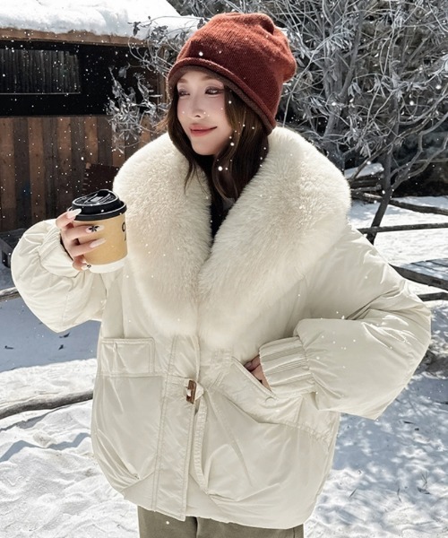 セール】2WAY BIGフェイクファーフード脱着 エコダウンジャケット