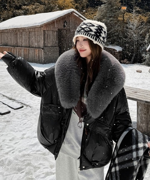 セール】2WAY BIGフェイクファーフード脱着 エコダウンジャケット