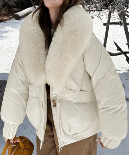 セール】2WAY BIGフェイクファーフード脱着 エコダウンジャケット