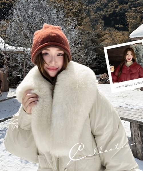 セール】2WAY BIGフェイクファーフード脱着 エコダウンジャケット