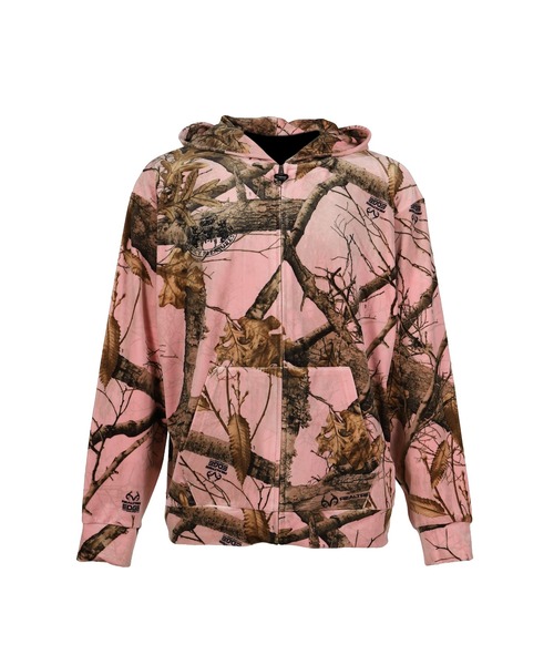 PLEASURES(プレジャー)の「REALTREE VELOUR HOODIE(パーカー・メンズ・ピンク・MEDIUM)」の1枚目の写真
