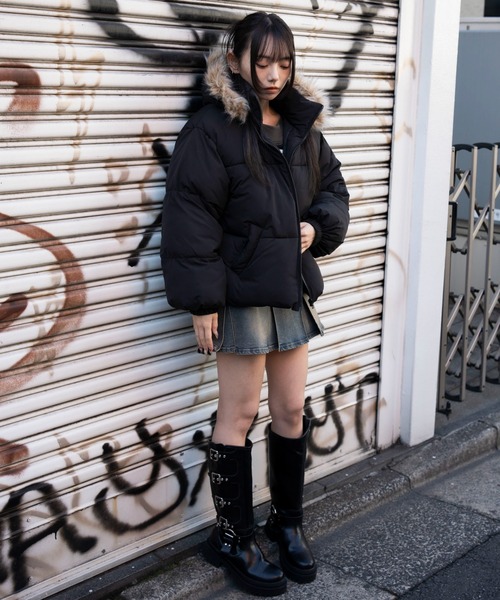 WEGO（ウィゴー）の「WEGO/3WAYファーフードパファーブルゾン（ダウンジャケット/コート・レディース・ブラック・SMALL/MEDIUM）」の2枚目の写真