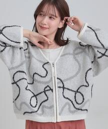 Cutie Blonde | 【洗濯機可】柄アソート VネックZIPカーディガン(カーディガン/ボレロ)