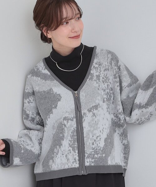 セール】【洗濯機可】選べる3柄 VネックZIPカーディガン（カーディガン