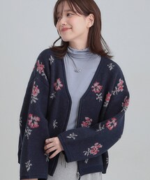 【洗濯機可】選べる3柄 VネックZIPカーディガン