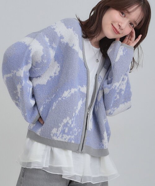 Cutie Blonde（キューティーブロンド）の「【洗濯機可】選べる3柄 VネックZIPカーディガン（カーディガン/ボレロ・レディース・ホワイト系9/ブラック系/ブルー系3/ホワイト系1/グレー系3/ネイビー系5・00）」の6枚目の写真