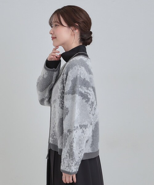 Cutie Blonde（キューティーブロンド）の「【洗濯機可】選べる3柄 VネックZIPカーディガン（カーディガン/ボレロ・レディース・ホワイト系9/ブラック系/ブルー系3/ホワイト系1/グレー系3/ネイビー系5・00）」の14枚目の写真