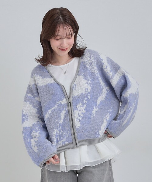 Cutie Blonde（キューティーブロンド）の「【洗濯機可】選べる3柄 VネックZIPカーディガン（カーディガン/ボレロ・レディース・ホワイト系9/ブラック系/ブルー系3/ホワイト系1/グレー系3/ネイビー系5・00）」の11枚目の写真