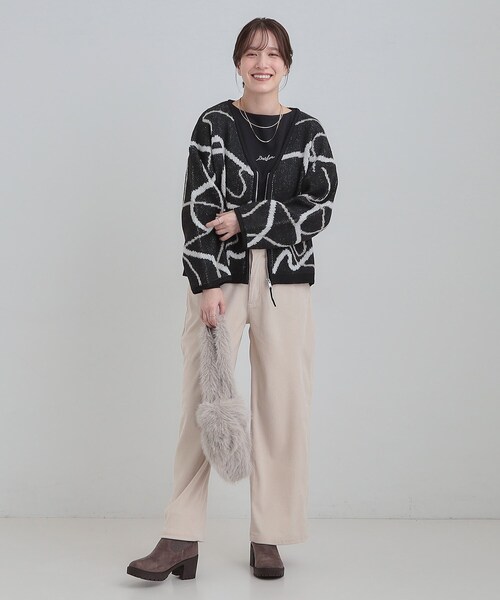 Cutie Blonde（キューティーブロンド）の「【洗濯機可】選べる3柄 VネックZIPカーディガン（カーディガン/ボレロ・レディース・ホワイト系9/ブラック系/ブルー系3/ホワイト系1/グレー系3/ネイビー系5・00）」の21枚目の写真