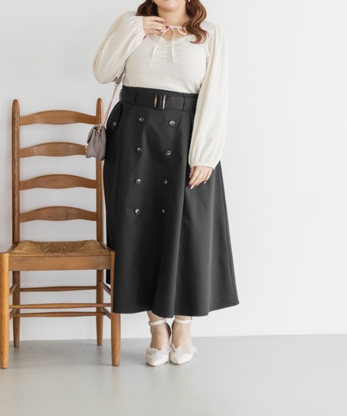 CLETTE(クレット)の「CLETTEオリジナルデコルテリボンカットソープルオーバー(Tシャツ/カットソー・レディース・ブラック/アイボリー/ミント・LL/3L/4L)」の6枚目の写真