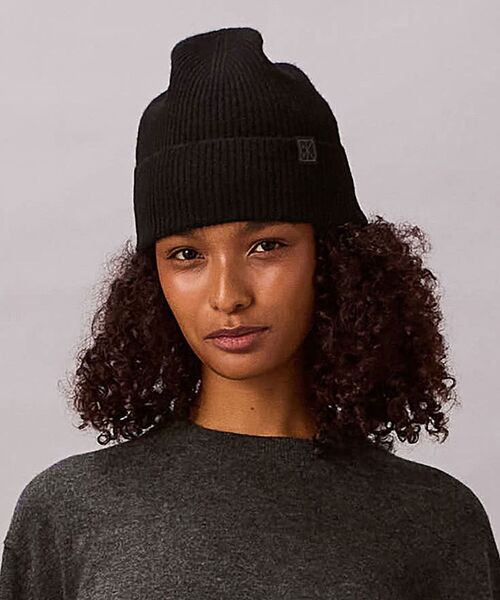 ビーニー - エンブレムカシミヤニットキャップ