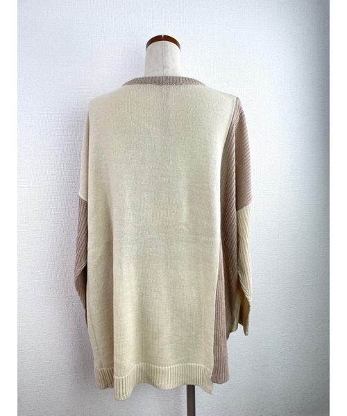 WORLD WIDE LOVE!（ワールドワイドラブ）の「パッチワーク配色ニット（ニット/セーター・レディース・アイボリー/ブラック/マスタード・1）」の6枚目の写真