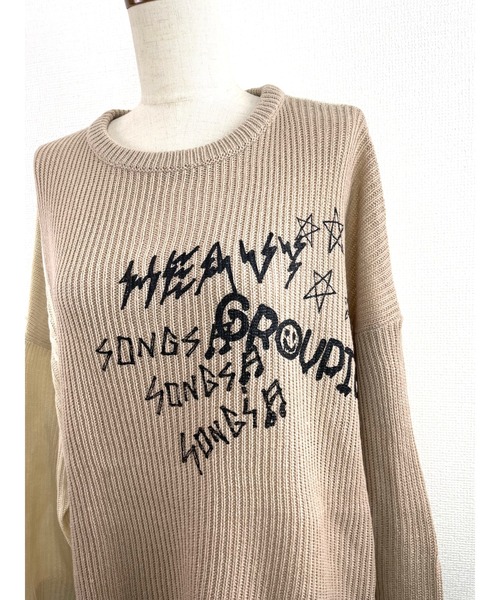 WORLD WIDE LOVE!（ワールドワイドラブ）の「パッチワーク配色ニット（ニット/セーター・レディース・アイボリー/ブラック/マスタード・1）」の4枚目の写真