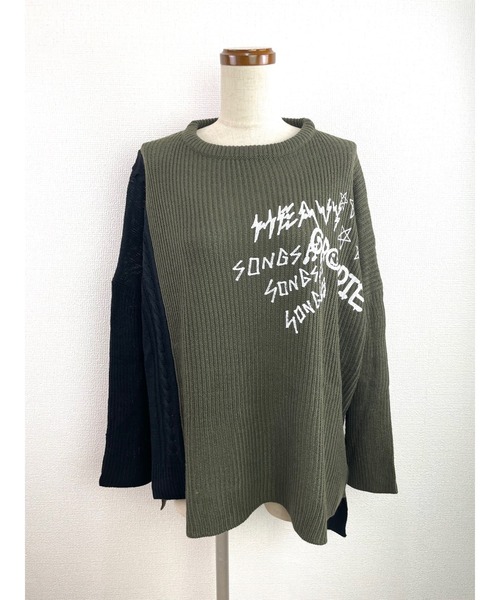 WORLD WIDE LOVE!（ワールドワイドラブ）の「パッチワーク配色ニット（ニット/セーター・レディース・アイボリー/ブラック/マスタード・1）」の10枚目の写真