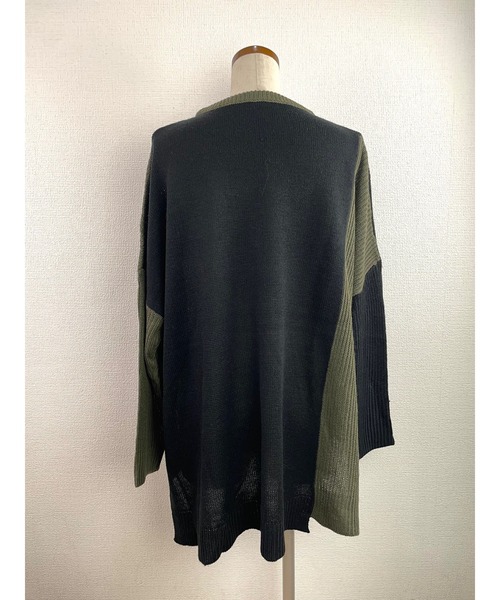 WORLD WIDE LOVE!（ワールドワイドラブ）の「パッチワーク配色ニット（ニット/セーター・レディース・アイボリー/ブラック/マスタード・1）」の11枚目の写真