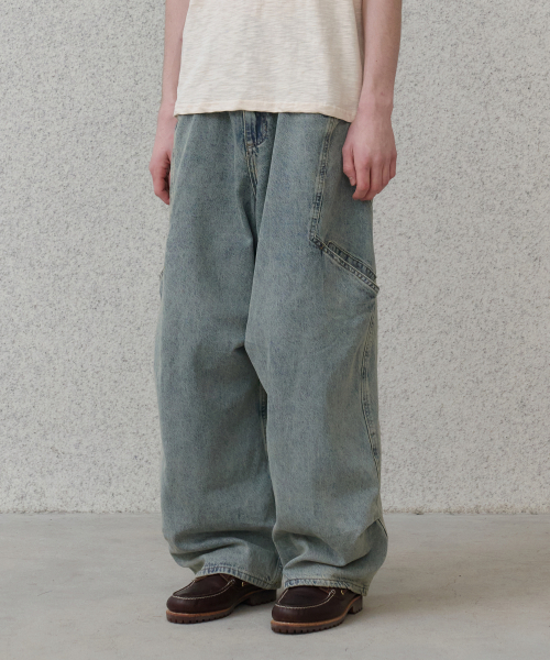 NOUN(ノウン)の「side line cargo denim pants (light blue)(デニムパンツ・メンズ・その他・0/1/2)」の1枚目の写真
