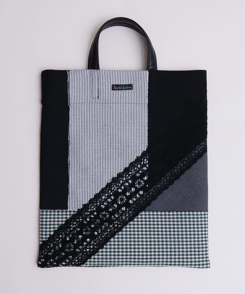 l'atelier du savon（アトリエドサボン）の「ニードルパンチのコラージュハンドバッグ（トートバッグ・レディース・ブラック/グレー・FREE）」の10枚目の写真