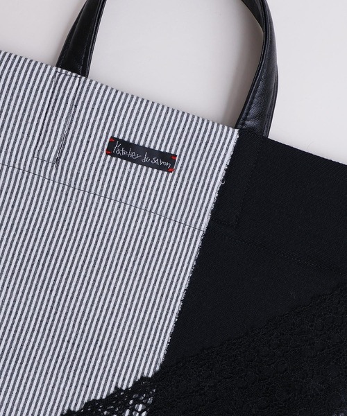 l'atelier du savon（アトリエドサボン）の「ニードルパンチのコラージュハンドバッグ（トートバッグ・レディース・ブラック/グレー・FREE）」の13枚目の写真