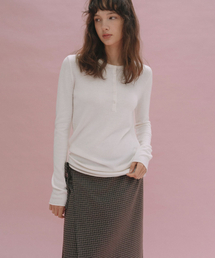 Glen wool long knit (ivory)