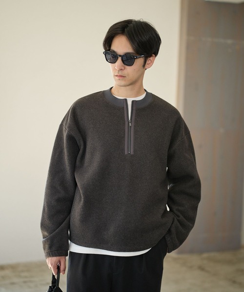 BAYFLOW（ベイフロー）の「フリースハーフZIPプルオーバー（ニット/セーター・メンズ・ダークグレー/アイボリー/ブラック・LARGE/MEDIUM）」の2枚目の写真