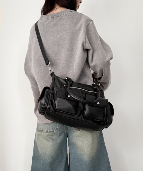 WEGO（ウィゴー）の「WEGO/ポケットデザインボストンショルダー（ショルダーバッグ・レディース・ブラック/ブラウン・FREE）」の19枚目の写真