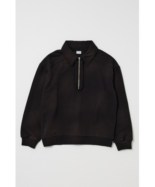 MOUSSY（マウジー）の「HALF ZIP SWEAT POLO プルオーバー（スウェット・レディース・杢グレー/オレンジ系その他/ネイビー/ライトブラック・FREE）」の5枚目の写真