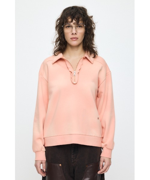 MOUSSY（マウジー）の「HALF ZIP SWEAT POLO プルオーバー（スウェット・レディース・杢グレー/オレンジ系その他/ネイビー/ライトブラック・FREE）」の11枚目の写真