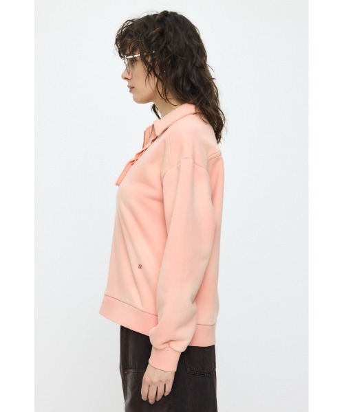 MOUSSY（マウジー）の「HALF ZIP SWEAT POLO プルオーバー（スウェット・レディース・杢グレー/オレンジ系その他/ネイビー/ライトブラック・FREE）」の12枚目の写真