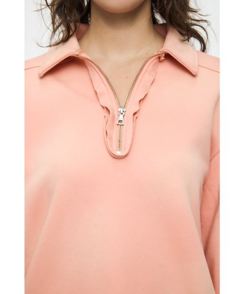 MOUSSY（マウジー）の「HALF ZIP SWEAT POLO プルオーバー（スウェット・レディース・杢グレー/オレンジ系その他/ネイビー/ライトブラック・FREE）」の14枚目の写真