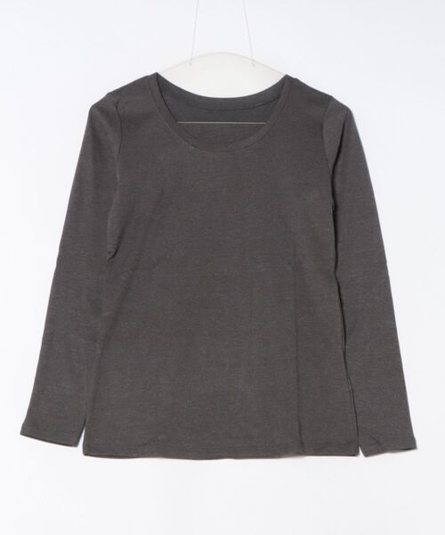 LARU(ラルー)の「コットンフライス長袖Tシャツ(Tシャツ/カットソー・レディース・グレー系その他2/カーキ/ブラック/杢グレー/チャコールグレー/オフホワイト/ネイビー/グレー系その他/パープル系その他・L/M)」の15枚目の写真