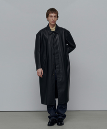 DAHLIA MAC COAT-BLACK(LEATHER)