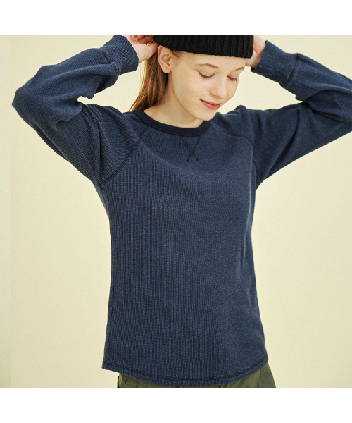 CHIQUITA(チキータ)の「ラグランスウェットシャツ(コットンワッフル)ネイビー243602SNV(Tシャツ/カットソー・レディース・その他・SMALL/MEDIUM)」の2枚目の写真