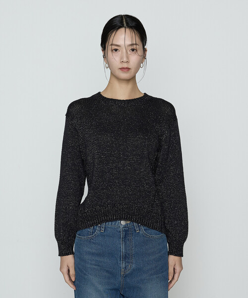 K.T KIYOKO TAKASE（キヨコタカセ）の「プレーティング天竺 シャイニーラメニット（ニット/セーター・レディース・ライトグレー/ブラック系その他・FREE）」の9枚目の写真