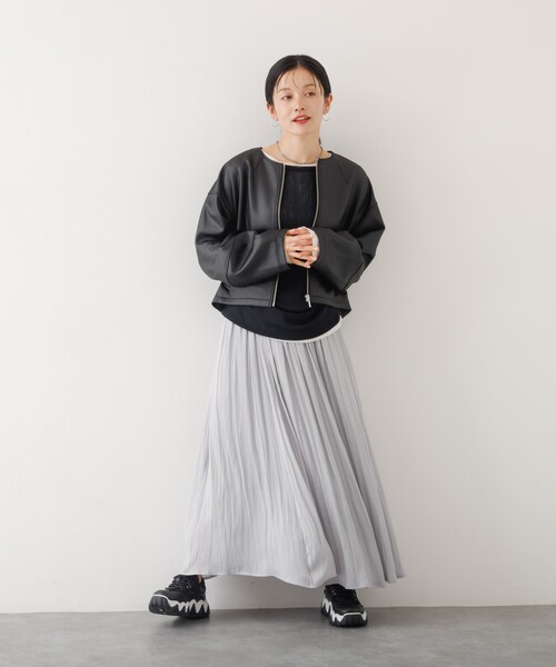 abahouse mavie(アバハウスマヴィ)の「ソフトレザーライクジップブルゾン(ブルゾン・レディース・ブラック/ダークブラウン/オフホワイト・フリー)」の19枚目の写真