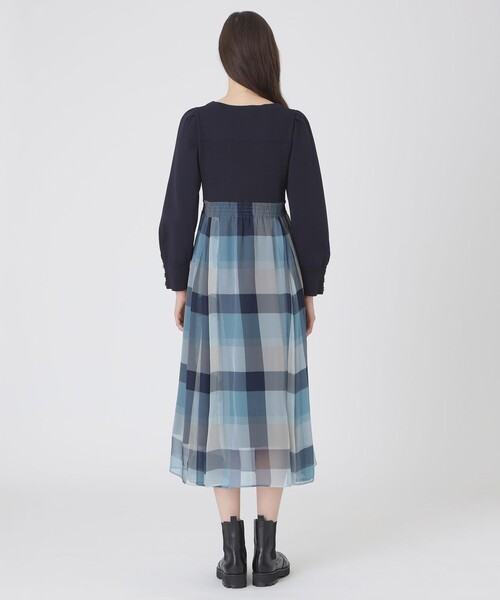 BLUE LABEL CRESTBRIDGEウエストベルト付きフレアワンピース BLUE LABEL CRESTBRIDGEウエストベルト付きフレアワンピース