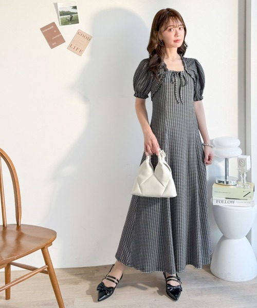 mily bilet(ミウィビレット)の「【mily bilet】ボレロ見えレイヤードでスタイルアップ。リボン付き パフスリーブドッキングワンピース (ロング丈)(ワンピース・レディース・ブラック系1/アイボリー系1/ブラック・LARGE/X-LARGE/MEDIUM/SMALL)」の11枚目の写真
