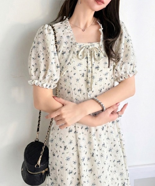 mily bilet(ミウィビレット)の「【mily bilet】ボレロ見えレイヤードでスタイルアップ。リボン付き パフスリーブドッキングワンピース (ロング丈)(ワンピース・レディース・ブラック系1/アイボリー系1/ブラック・LARGE/X-LARGE/MEDIUM/SMALL)」の13枚目の写真