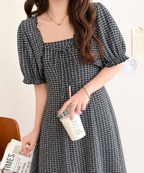 mily bilet(ミウィビレット)の「【mily bilet】ボレロ見えレイヤードでスタイルアップ。リボン付き パフスリーブドッキングワンピース (ロング丈)(ワンピース・レディース・ブラック系1/アイボリー系1/ブラック・LARGE/X-LARGE/MEDIUM/SMALL)」の20枚目の写真